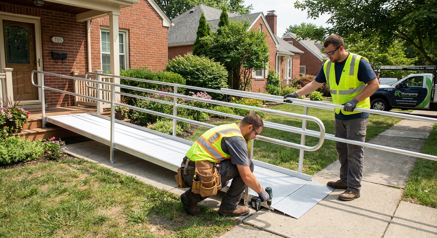 Professional wheelchair ramp installed at a Kentucky home